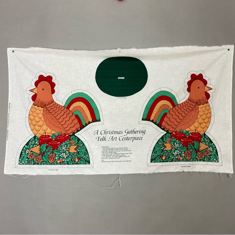 Vintage Thanksgiving Cut‎ Sew Turkey Centerpiece Panel A Christmas Gathering K16